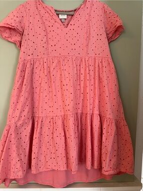 Knox Rose Pink Eyelet Tiered Dress size xl.